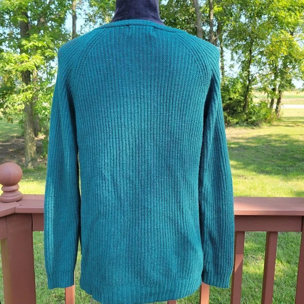 SO Brand Ladies Pullover Vneck knit Oversized Sweater sz  Large Dark Green